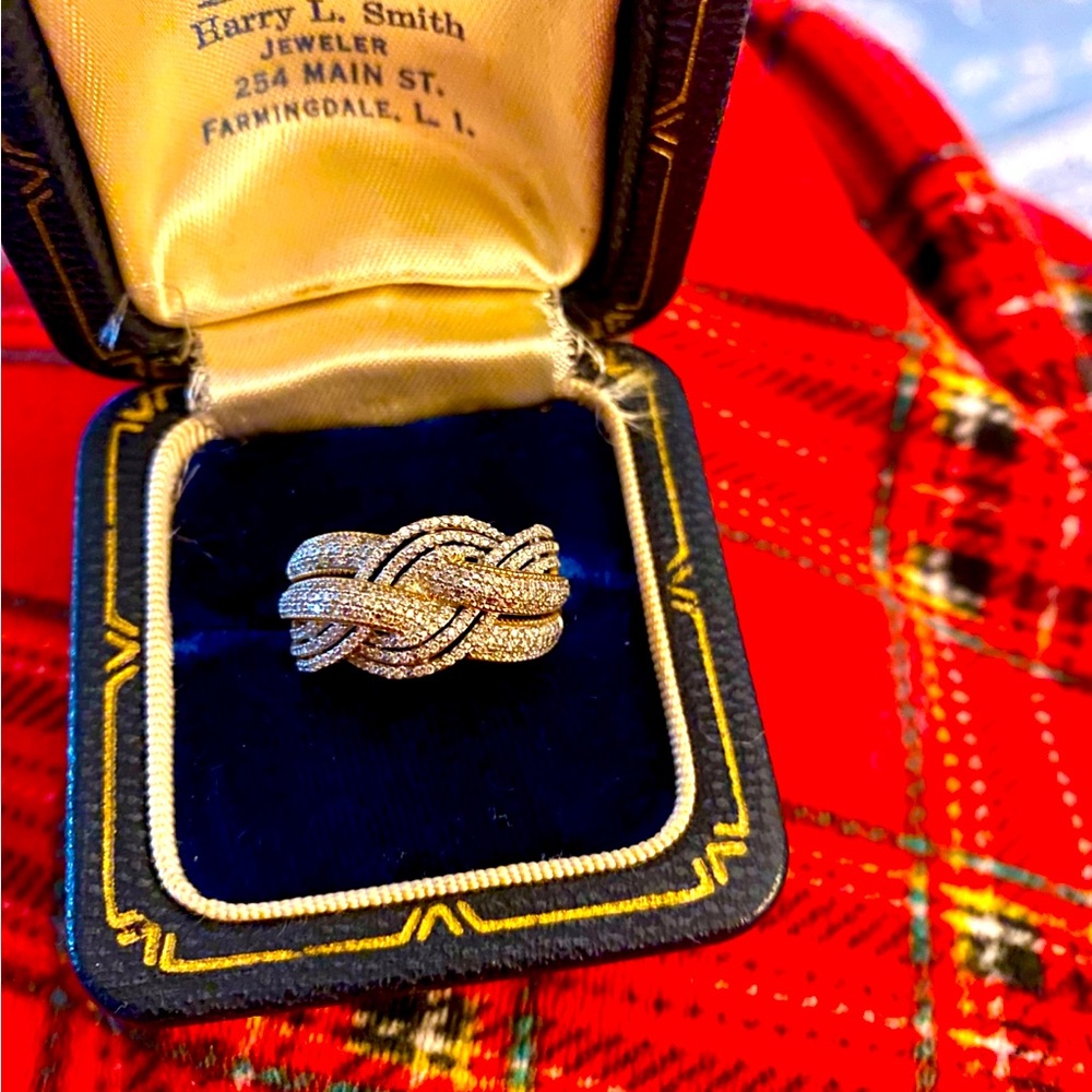 THIS ITEM IS NO LONGER FOR SALE - 14k pavé encrusted braided ring.